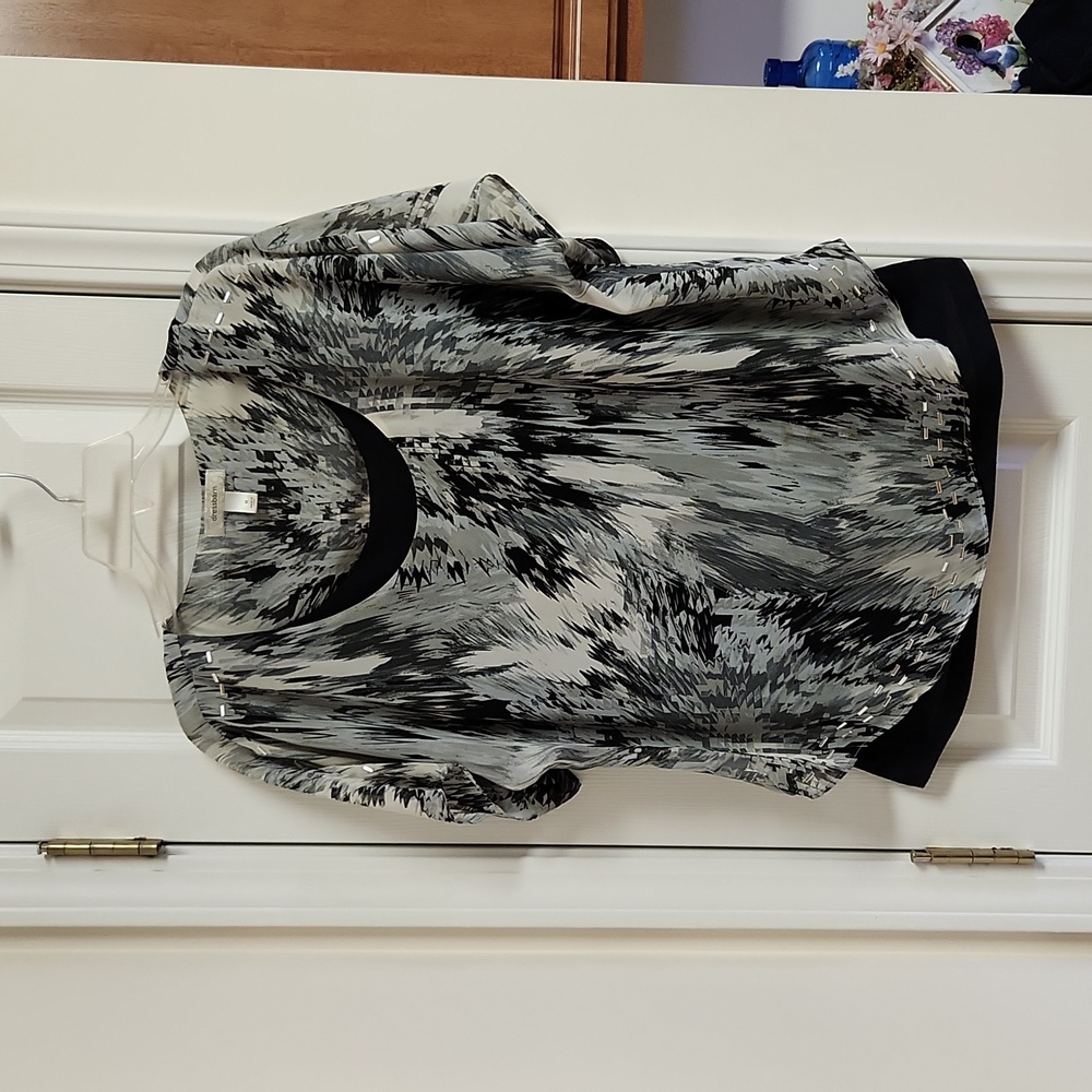 Dressbarn Black and White Blouse with Black Tank